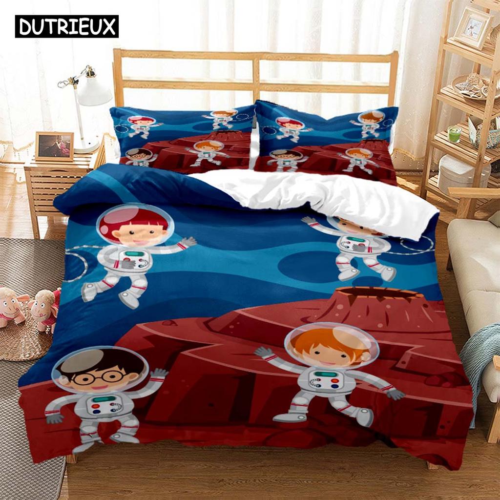 Zestawy pościeli z nadrukiem cyfrowym z motywem astronauty z poliestru dla dzieci, dla dzieci, dla chłopców, dla nastolatków