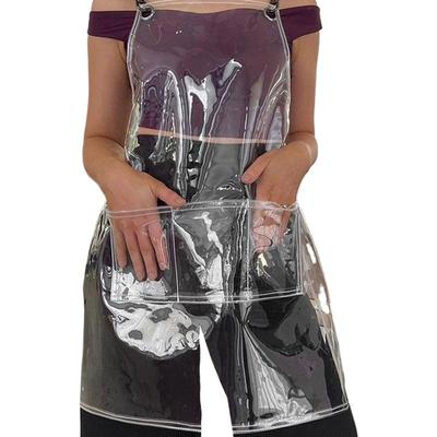Damen TPU Transparente Schürze Für Friseur Koch Küche Backen Malen Ölfest Klar Schürzen Mit Tasche Wasserdicht