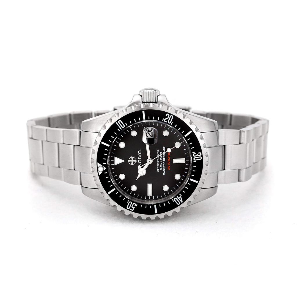 ENRIVA Automatic Dive Watch with Unidirectional Rotating Bezel Date 1000m Water NH35 Sport Diver Sapphire Crystal Men's (Ceramic), Display,