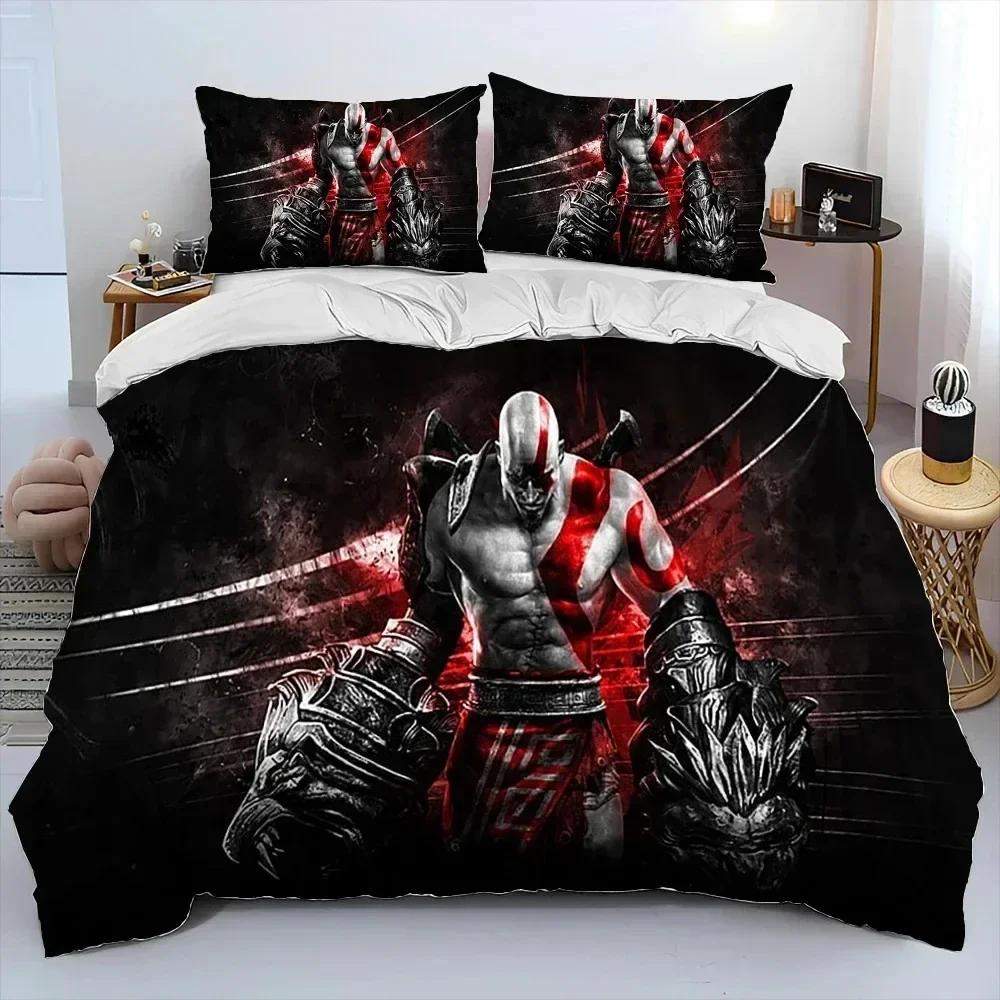 Game God of War Kratos Bedding Set Printed Bed Set With Pillowcase Duvet Cover Soft Queen King Size Bedclothes Home Boys Adult