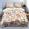 Pastel Cat Pattern Set for Decoration Exquisite Three-piece Bedding Set Gift for Kids and Adults