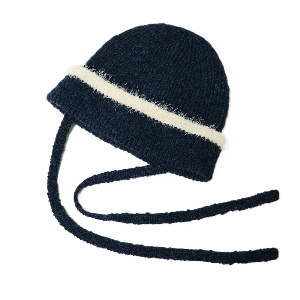 ICHIYON Knit Hat for Shaggy with Watch Warm [14+ PLUS] Women, Line, Drawstring, Cap, Autumn/Winter, / 103866-182-100