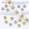 5/10Pcs 18K Gold Plated Spacer Beads For Jewelry Making,Zircon Round Beads Separators,Necklaces Bead DIY Jewelry Accessories