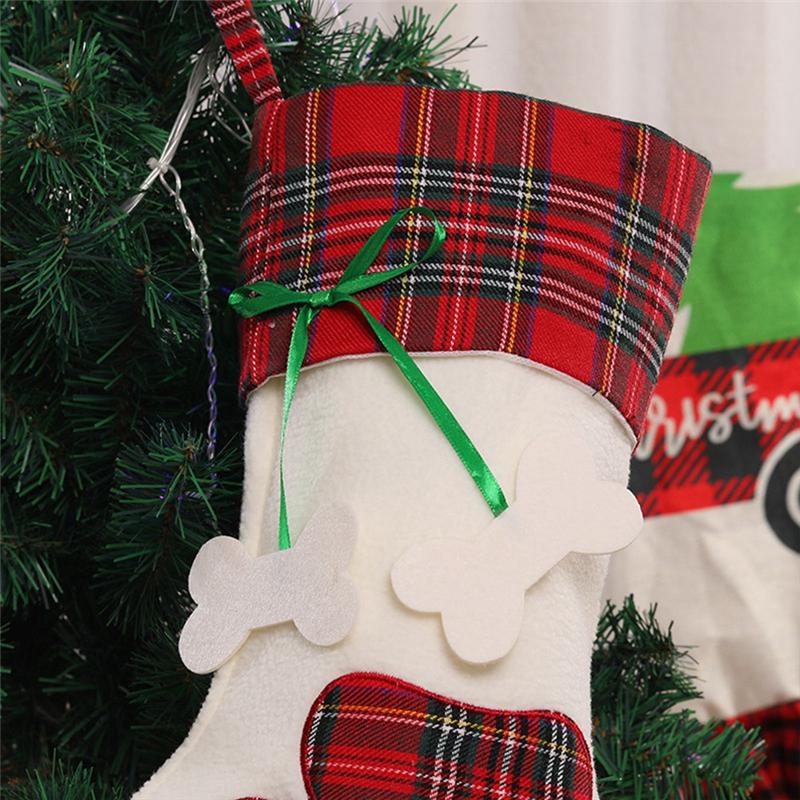 AEE2-Christmas Stockings Pet-Paw-Pattern Stockings Fireplace Hanging Stockings For Pet And Christmas-Decoration