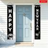 2D Flat, 2pcs New Year's Eve Banner - Happy New Year Letters with Fireworks & Wine Bottle Decorations Suitable for Indoor/Outdoor Door Hanging, Party 
