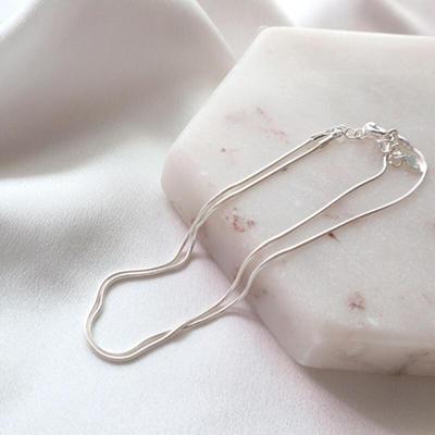 Anerner Simple Matte Snake Minimal Women's Silver Anklet