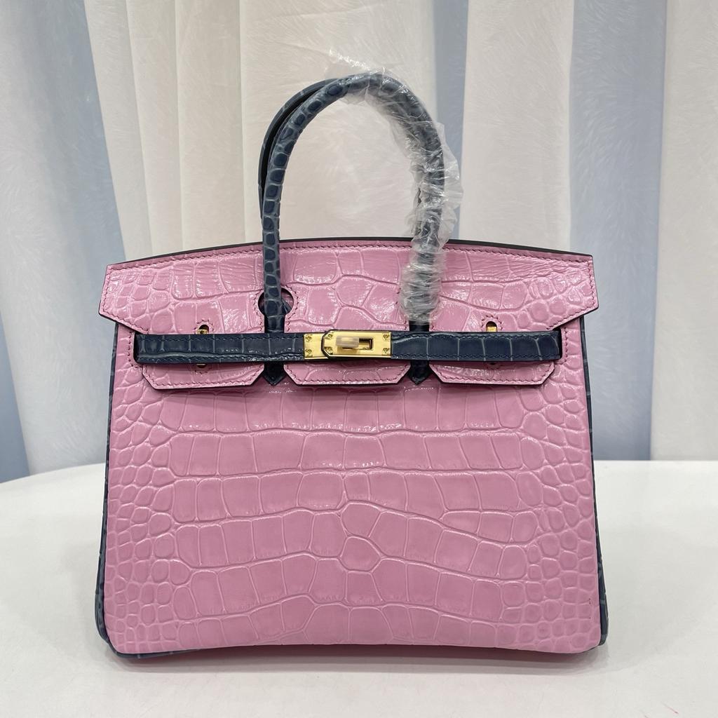 2025 Explosive Color Matching American Crocodile Pattern Platinum 25/30. Full-pair Version Strapless High-end Fashion Portable Women's Bag