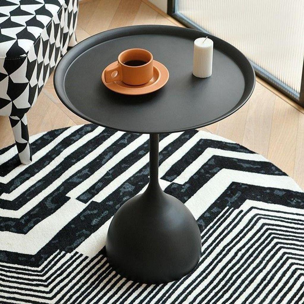Compact Round Black Table for Drinks And Coffee