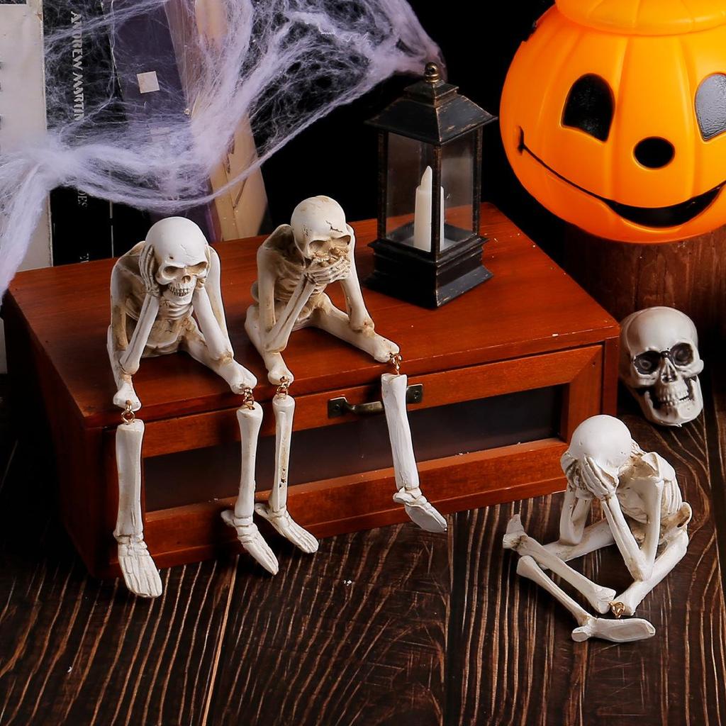 Cross-border Halloween Skeleton Resin Ornament - Hear No, See No, Speak No Evil Craft Decoration