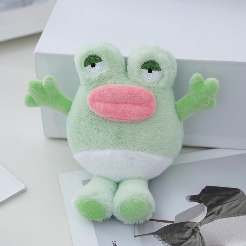 Cute Plush Big Mouth Frog Keychain Green Toy Bag Accessory For Fun And Trendy Gifts
