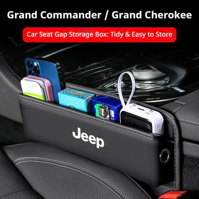 Genuine Leather Car Seat Gap Storage Box Leak-proof Organizer for Wrangler Grand Cherokee Compass Renegade Auto Accessories