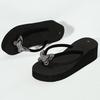 Fashion Fashion Crystal Butterfly Flip Flops Women 2025 Summer Wedges Clip Toe Beach Sandals Woman Lightweight Thick Bottom Slippers 42