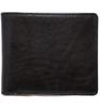 Black bifold wallet for men and women, made with genuine Tochigi leather. Slim, large capacity, two-tone design, zipper closure, coin purse, plenty