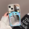 Mirror blue big mouth monster is suitable for iPhone17 mobile phone case 16pro electroplating buttons Apple 15 all-inclusive 13/14