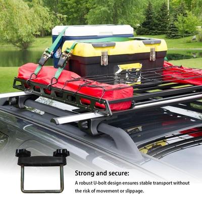 Luggage Rack Clips Mounting Fitting Lock Nuts Roof Box U-Bolt Clamps Metal U-Bracket Clips With Lock Nuts Detachable Bar Baggage