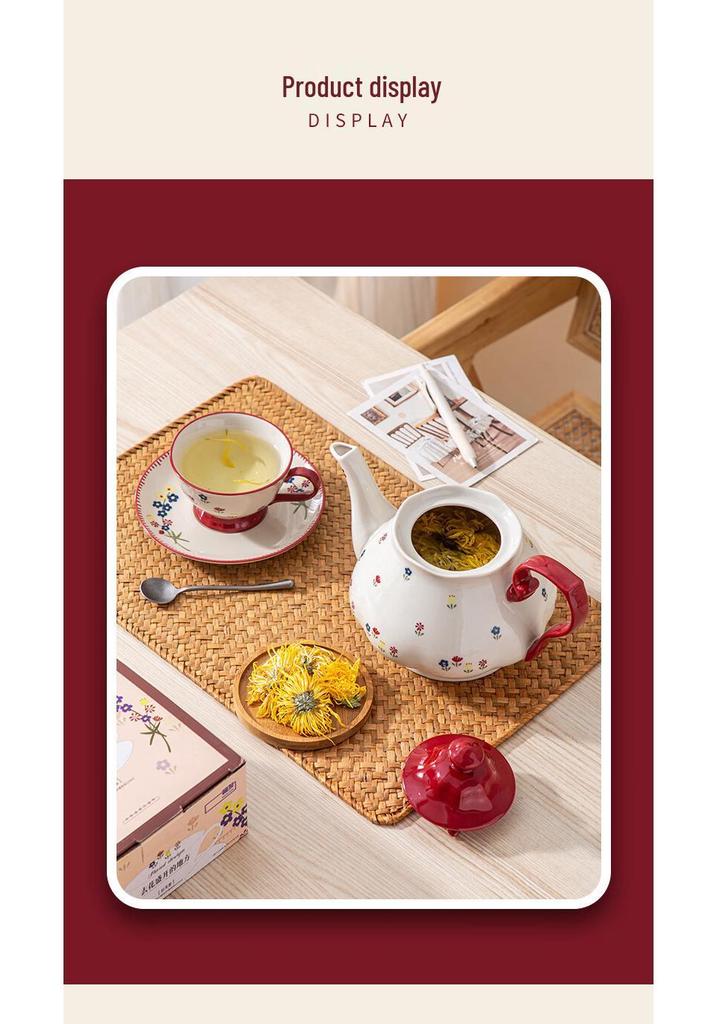 Shunxiang Vintage Teaware Set: Retro Cups & Saucers, Teapot, Perfect for Afternoon Tea & Coffee, In a Gift Box