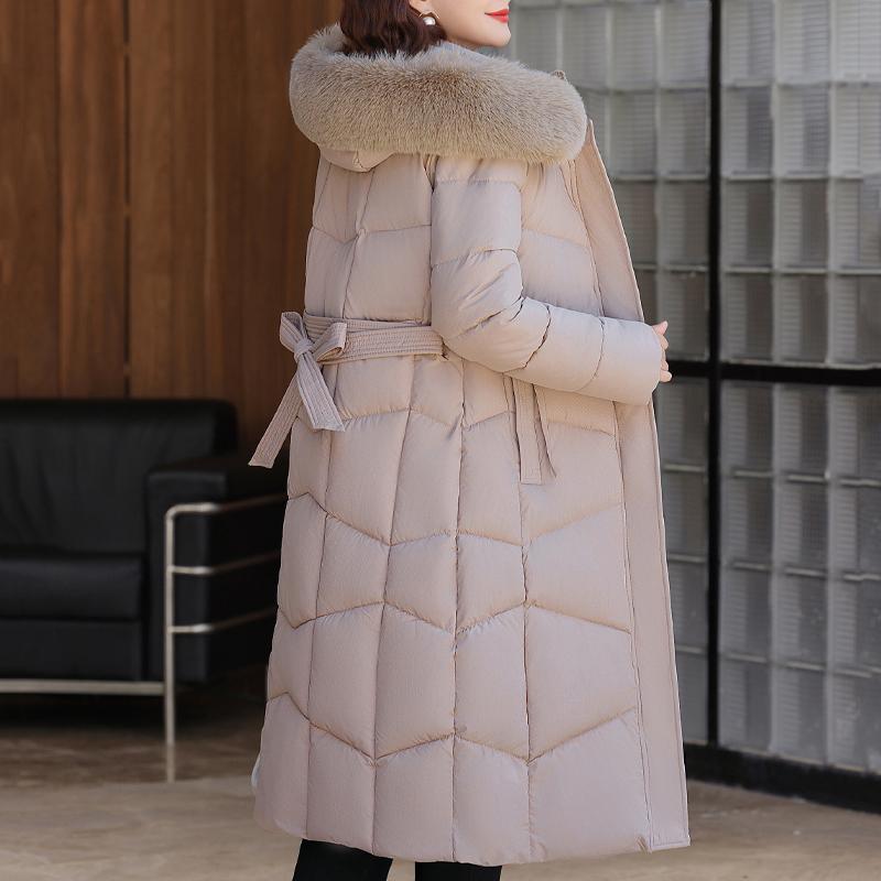 Plus Size XL-6XL Γυναικεία Μεσαίωνα μακριά πάρκα Χειμερινά χοντρά ζεστά πανωφόρια με κουκούλα Κομψός γιακάς από ψεύτικη γούνα Φαρδιά γυναικεία μπουφάν