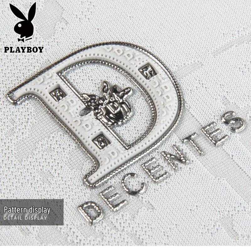 PLAYBOY Men's Ice Silk Jacquard Short-Sleeve T-Shirt