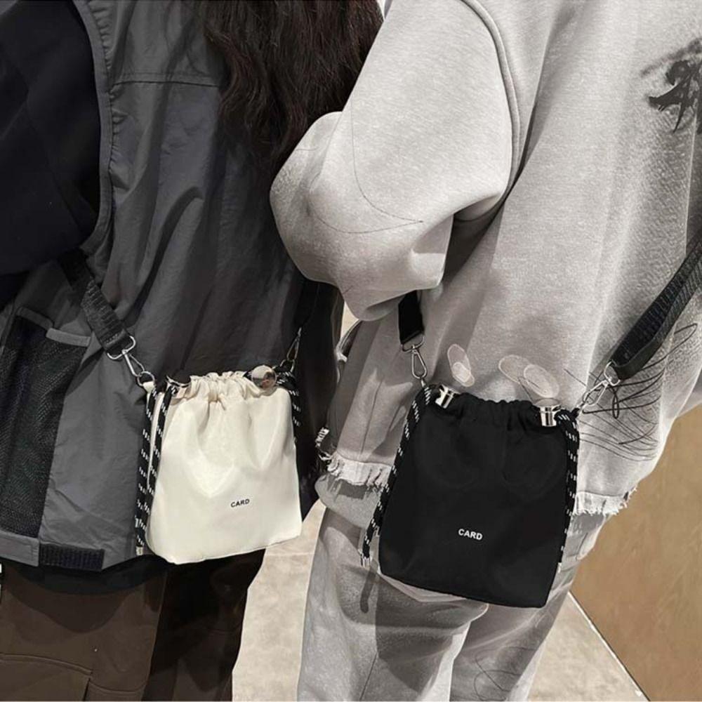 

Korean Style Black Drawstring Bucket Bag Portable Fashion Crossbody Bags INS Shoulder Bag Outdoor белый