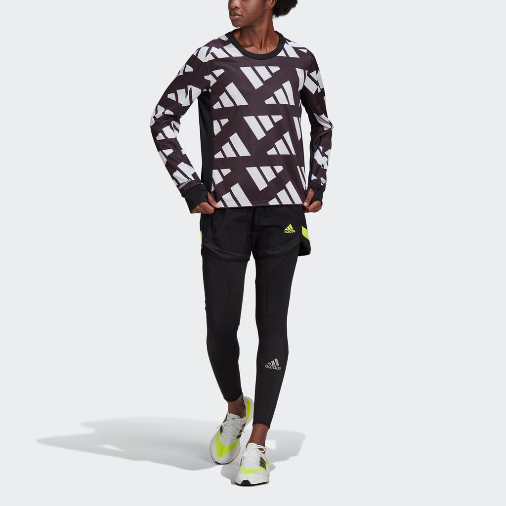 Adidas Celebrity Sweat Reflective Print Long Sleeve Running T-shirt Women Tops Black GK5091