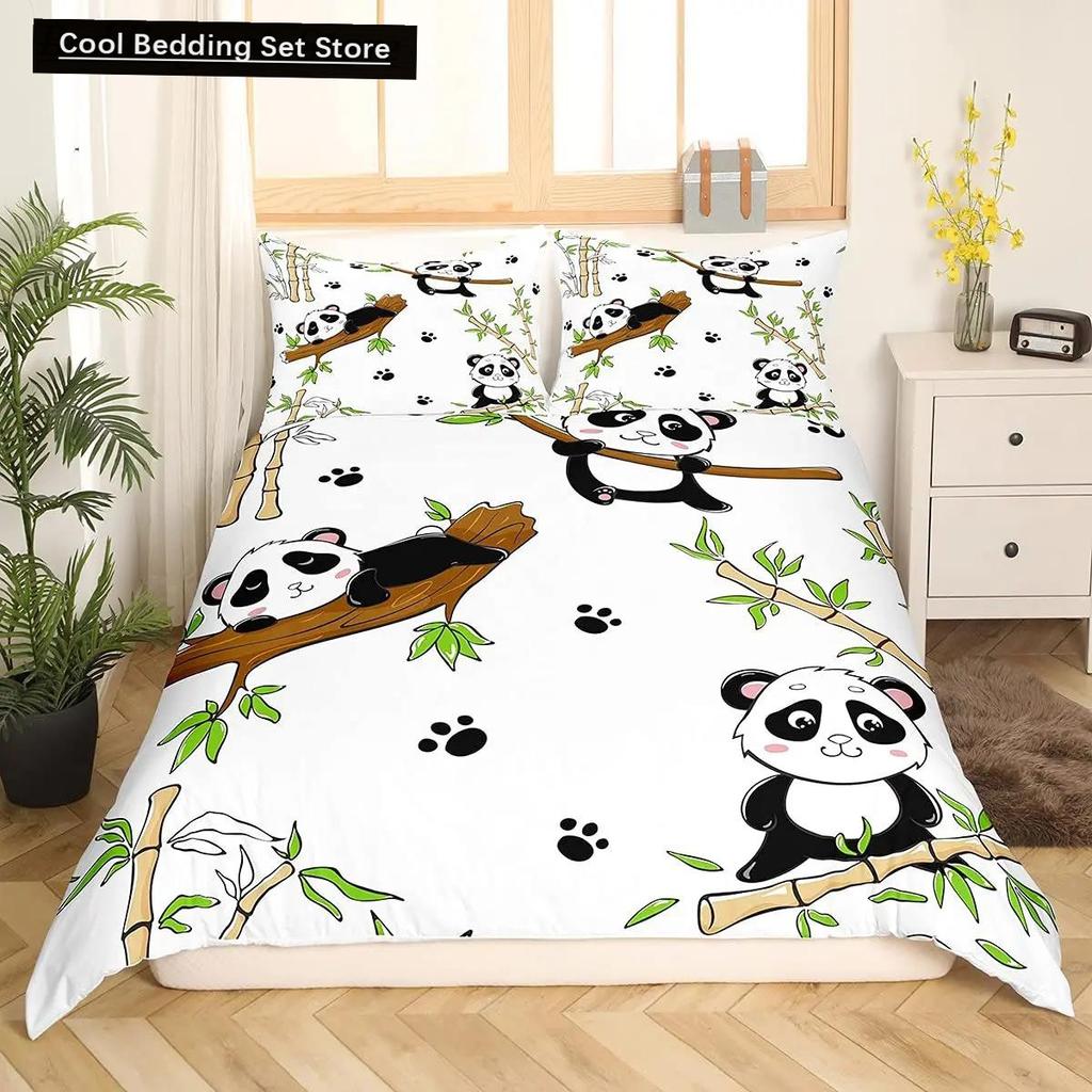 Panda King Full Bedidng Set Kids Romantic Bedding Set Cartoon Animal Duvet Cover Bicycle Balloon Dragonfly Polyester Quilt Cover