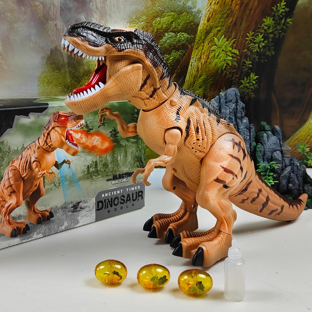Electric Walking Spray Lay Eggs Dinosaur Robot Light Sound Mechanical Dinosaurs Model Toy