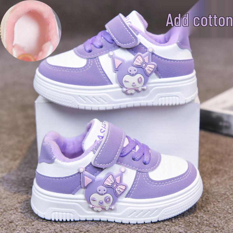 Pantofi de skate joasă cu desene animate pentru copii: Pantofi Casual de Mers Căptușiți cu Fleece, Umpluți cu Bumbac, pentru Copii Mici și Copii Mici