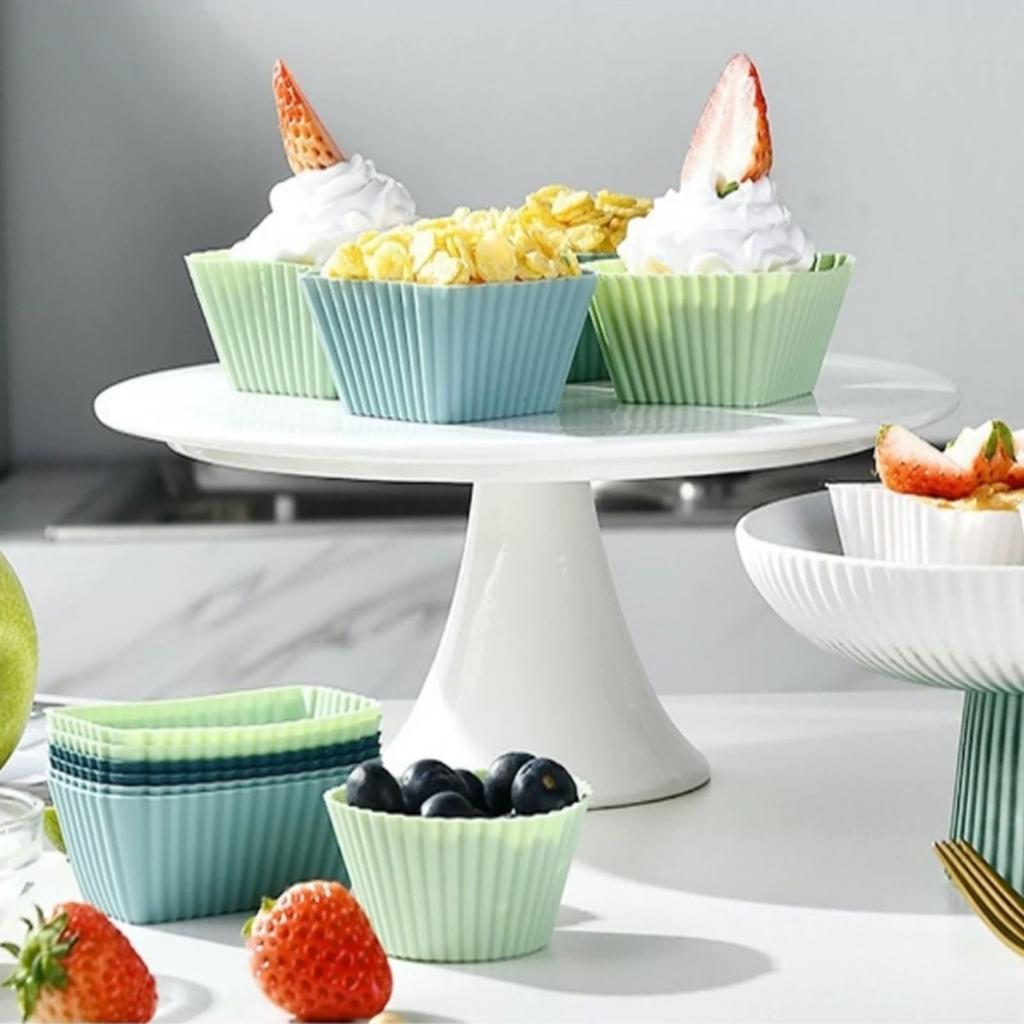 27pk Silicone Muffin Molds - Reusable Baking Cups in Rectangle/Square/Circle