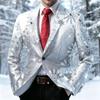 Herren Weihnachtsdruck Anzugjacke Langarm Business Casual für Herbst Winter Krawatte Nicht Enthalten