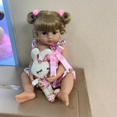 55CM NPK Reborn Baby Kleinkind Mädchen Prinzessin Puppe Lebensechte, Sehr Weiche Ganzkörper Silikon Puppe Bad Spielzeug