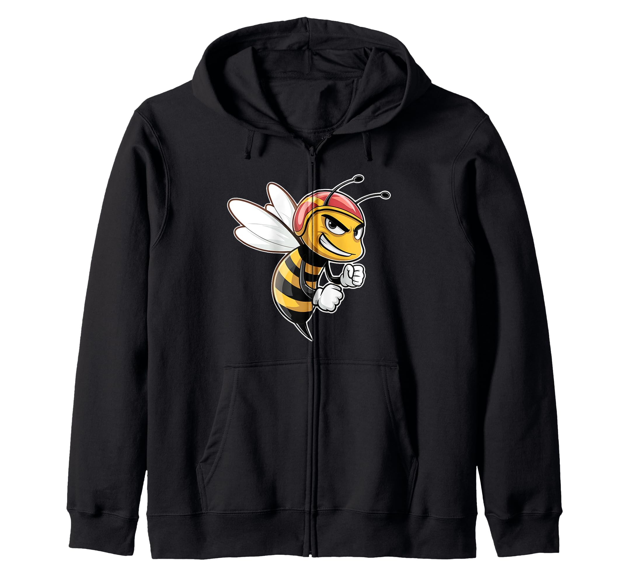 Tough cartoon hornet fighter jet zip-up hoodie with helmet