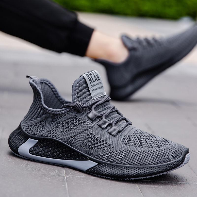 Flying woven men's shoes new breathable mesh trendy shoes spring casual sports shoes men