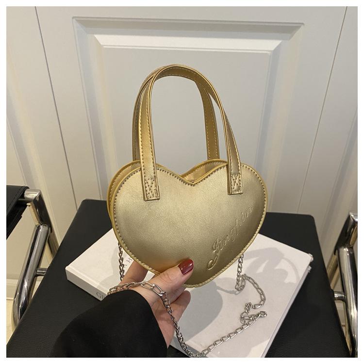 Simple Solid Color Fashion Summer New Sweet Girl Trend Peach Heart Mini Heart Single Shoulder Crossbody Handbag