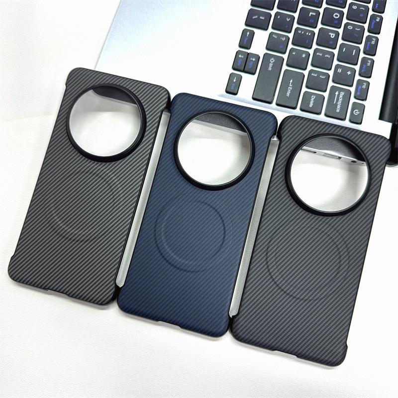 Applicable To Huawei Mate70 Mobile Phone Case Without Border Large Hole Carbon Fiber Pattern Sticker mate40RS Magnetic Protective Cover