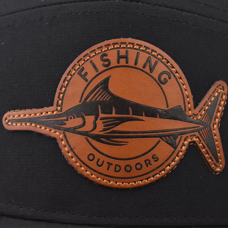 New Unisex Seven-Panel Style Trucker Hat Adjustable Baseball Cap Shark Pattern Patch Fishing Hat