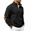 Men's Pullover Sweatshirt with Stand Collar Check Pattern Loose Fit for Outdoor Casual Wear
