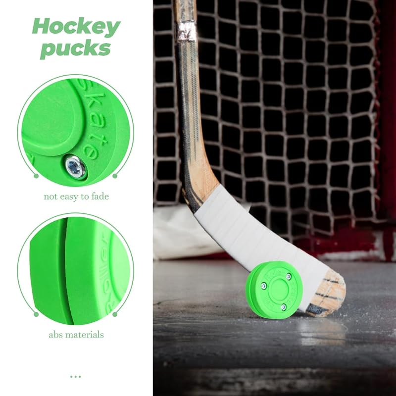 Toddmomy Inline Hockey Puck - Land Training, Handling Practice, Street Hockey, Low Friction, Green, Asphalt, Concrete, Land Use, Practice Hockey