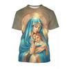 Mode Notre-Dame de Guadalupe Vierge Marie Imprimé T-shirts pour femmes Manches Courtes Col Rond Vêtements pour Hommes Confort Y2k Vêtements pour Femmes