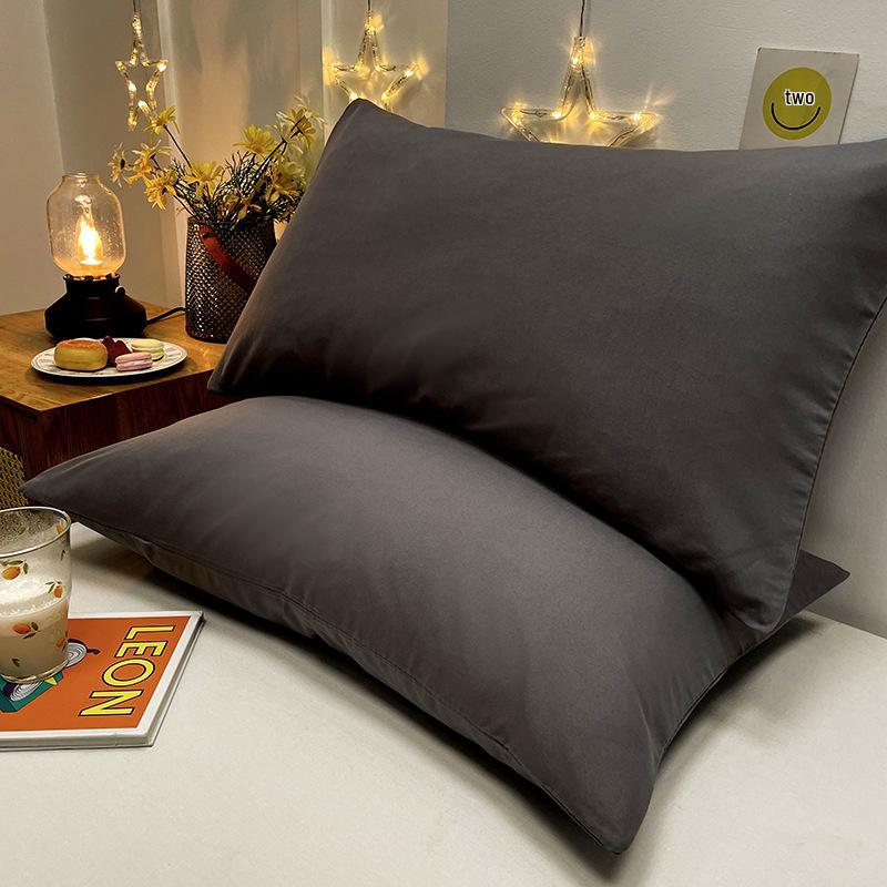 Brushed Solid Color Washed Cotton Pillowcases, Pair, Simple Style, Four Seasons