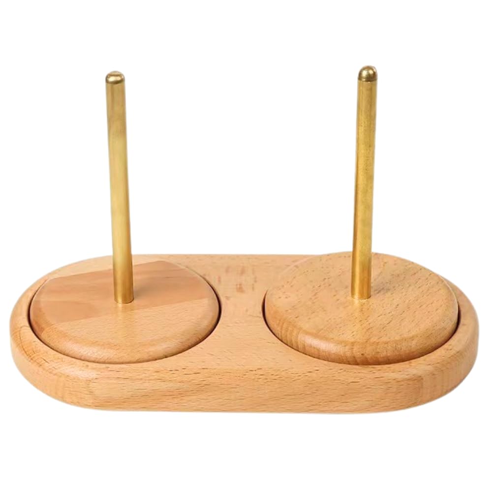 

JUSTVEL Пряжа Пряжа Пряжа Держатель для вращающейся пряжи Хранение Вращающаяся стойка для вязальной пряжи Одинарный Двойной Деревянный держатель, Подставка, [Легкое 2-цветное вязание]