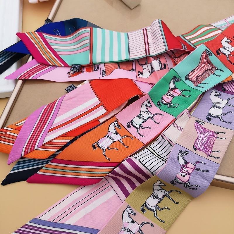 Korean Version Of The New Carriage Diagonal Scarf Women'S Twill Small Scarf Headscarf Versatile Bag Wrist Ribbon