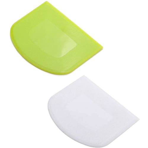 PULABO 2-Piece Dough & Bowl Scraper, BPA-Free Plastic Dough Cutter, Thick and Flexible Bowl Scraper, Multi-Purpose Scraper for Home and Kitchen Use, R