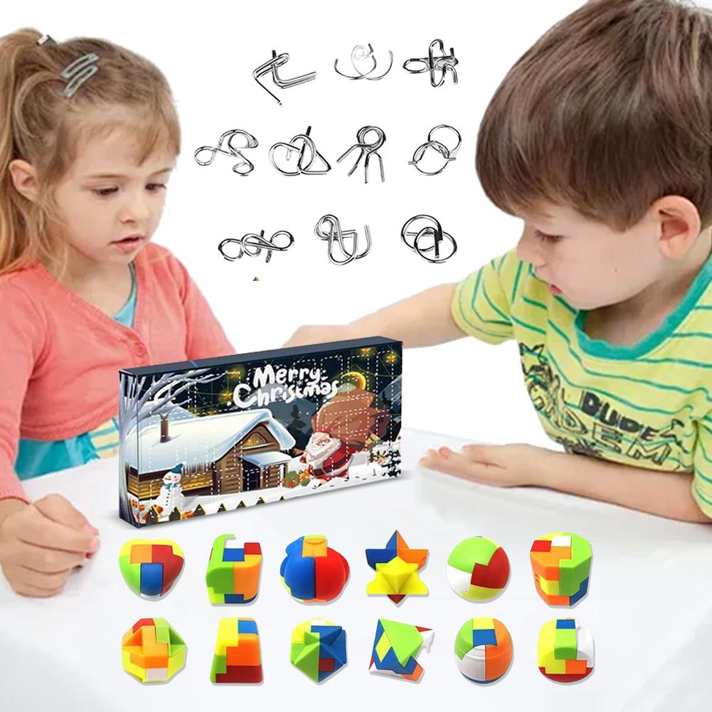 Julkalender 2024 24 st Metall & Plast Pussel Jul Nedräkningskalender Xmas Nedräkningskalender för Vuxna Tonåringar Barn
