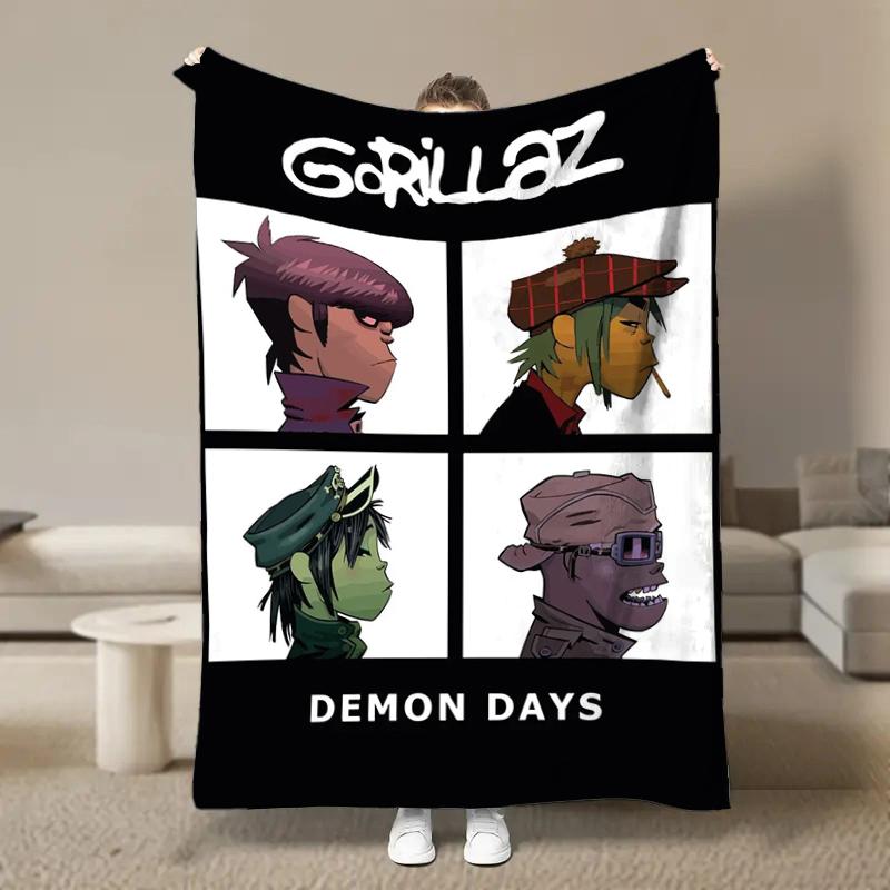 Wirtualny Zespół Rockowy Anime G-Gorillaz Miękkie Kocyki, Koc Grzewczy Komfortowy Koc na Piknik Łóżka Kanapę Domowy Sypialnia