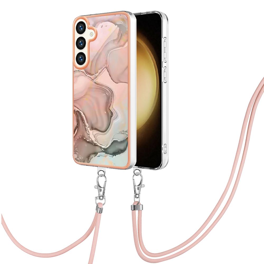 

YB IMD Series-18 Style E for Samsung Galaxy S24 Crossbody Case 2.0mm TPU Electroplating Phone Cover Pink