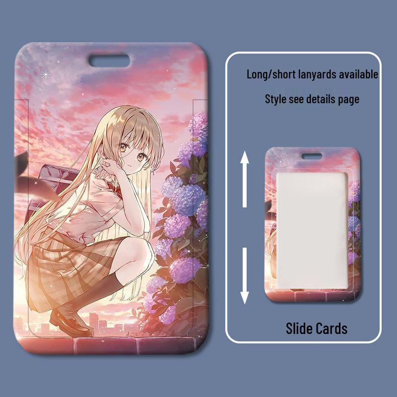 Shiina Mahiru Cartoon ID Badge Holder - Sliding Cover for Student or Work Card Access