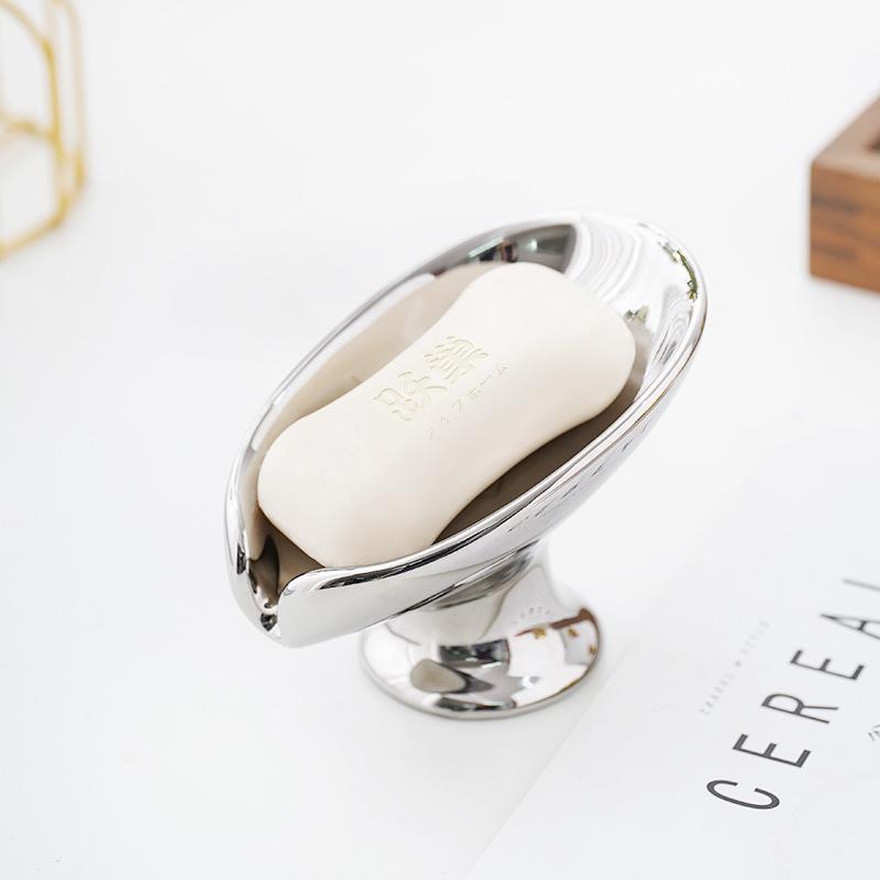 Nordic Light Luxury Ceramic Soap Dish - No-Drill, Water-Draining Bathroom Holder