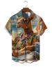 New Men's Short-Sleeve Shirt with Fun Camel Print, Casual Daily Top, Comfortable, Fashionable and Trendy, Versatile Summer Turn- Collar Short-Sleeve