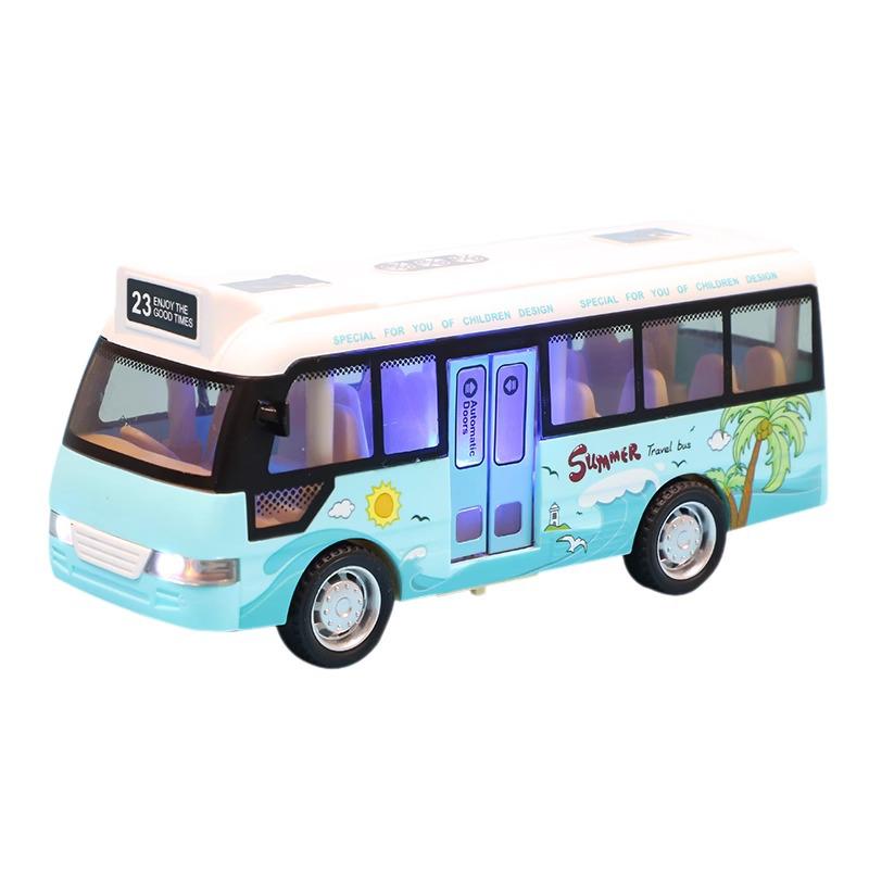 Children's Light & Sound Inertial Bus Toy with Opening Doors and Music