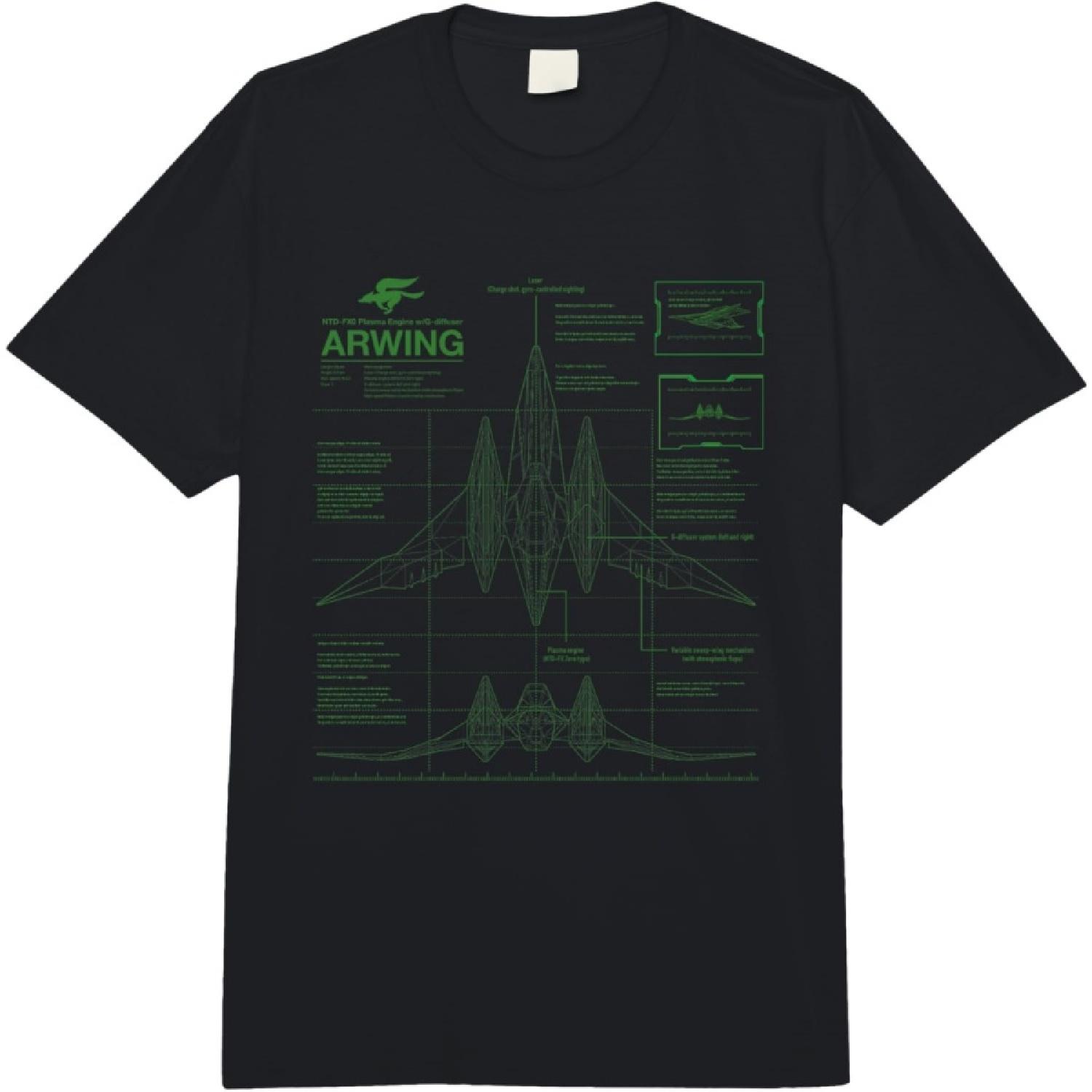 

Star Fox Zero Arwing Plasma Engine Nintendo Schematics Logo Comfort Colors Adult Heavyweight T-shirt XXXXXL чорний